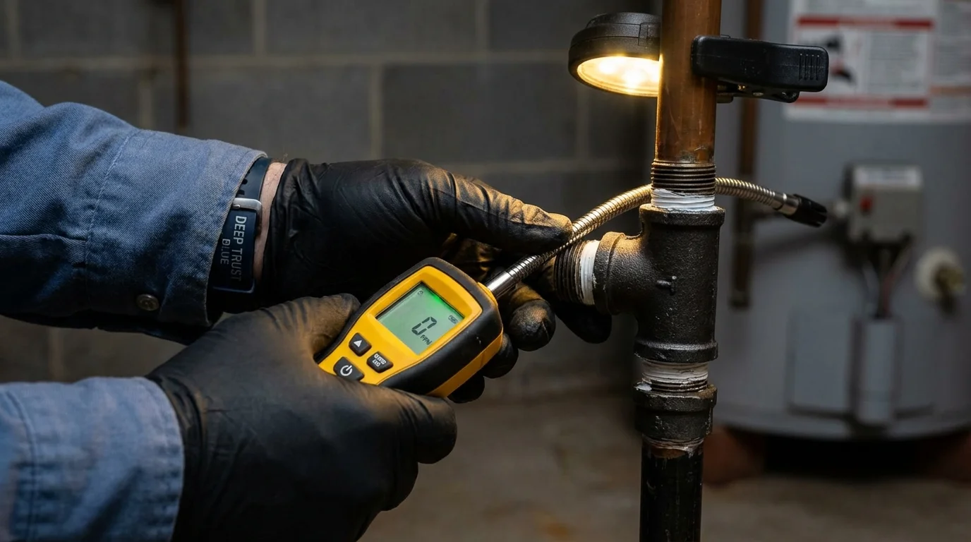Gas leak detection with electronic sniffer by Johns Plumbing LLC in Clemson