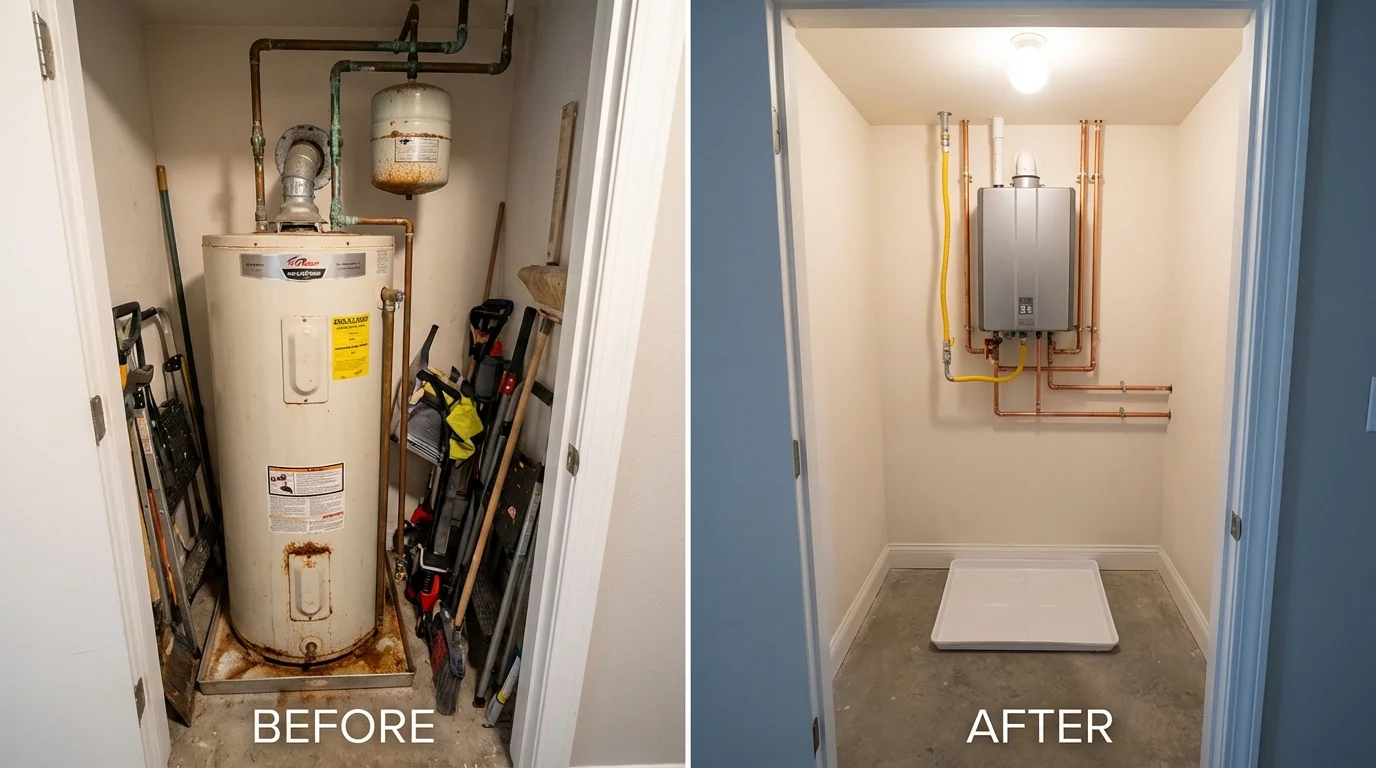Tank water heater versus wall-mounted tankless unit comparison for Clemson, SC homeowners